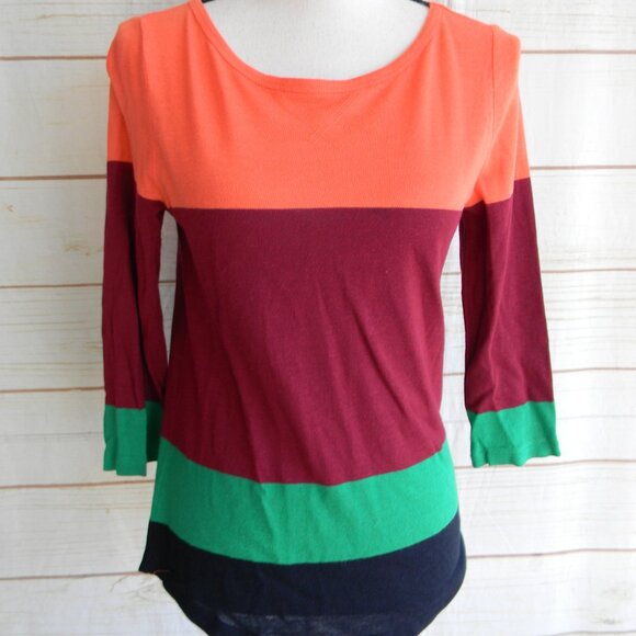 J.CREW WM'S LINEN BLEND 3/4 SLEEVE STRIPED AIRY  LIGHTWEIGHT SWEATER SZ XS - Picture 1 of 4